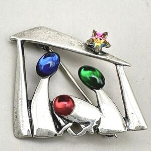 Rare Silpada Sterling Silver Manger Nativity Scene Brooch/Pin I0677